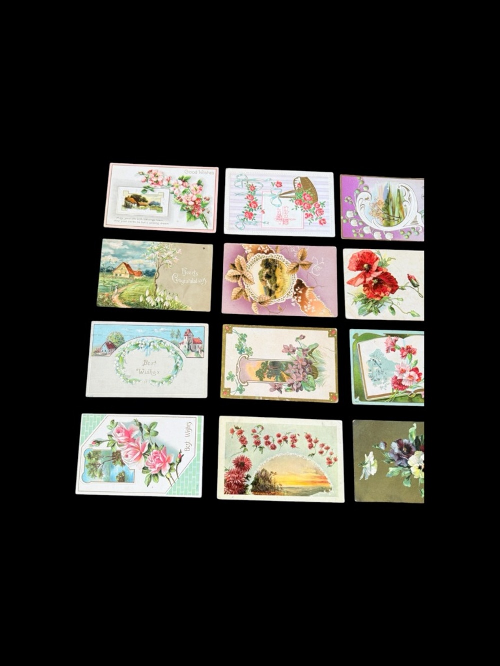 Antique Floral Greeting Card Box with 16 Antique Post Cards 1909-1911 - Picture 13 of 17